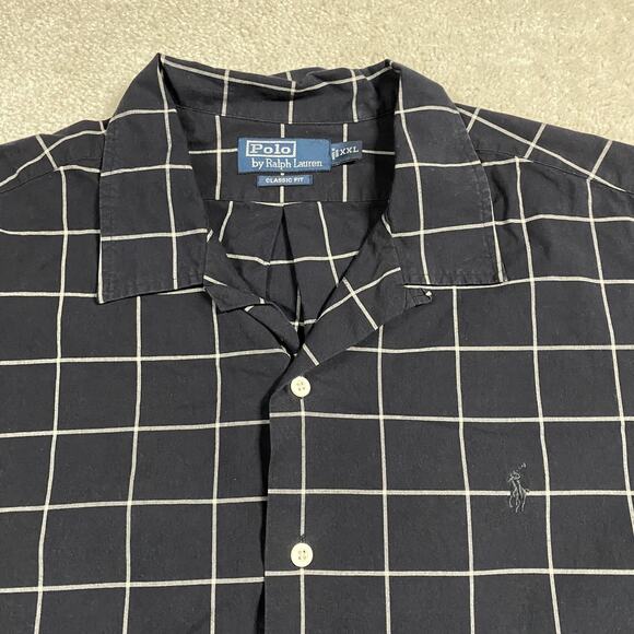 Polo Ralph Lauren Shirt Mens 2XL Windowpane Classic Fit Short Sleeve Camp Collar - Picture 3 of 8
